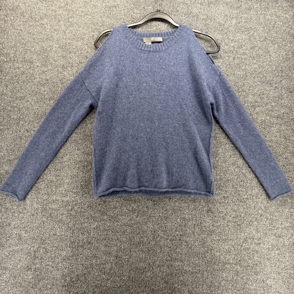 360Cashmere Blue 100% Cashmere Crewneck Sweater Womens S Soft Minimalist Cozy